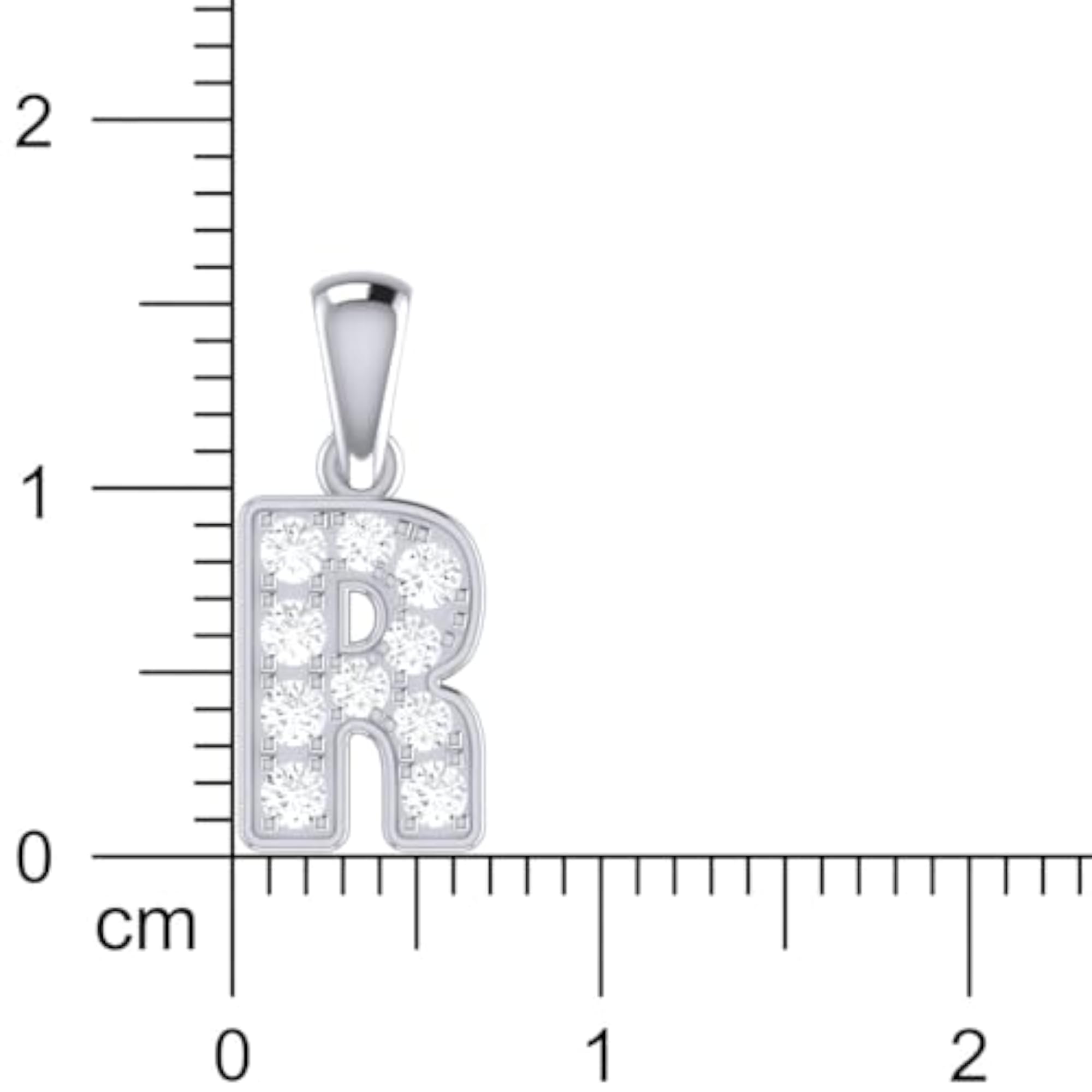 Women's 925 Sterling Silver CZ Initial R Letter Pendant Necklace